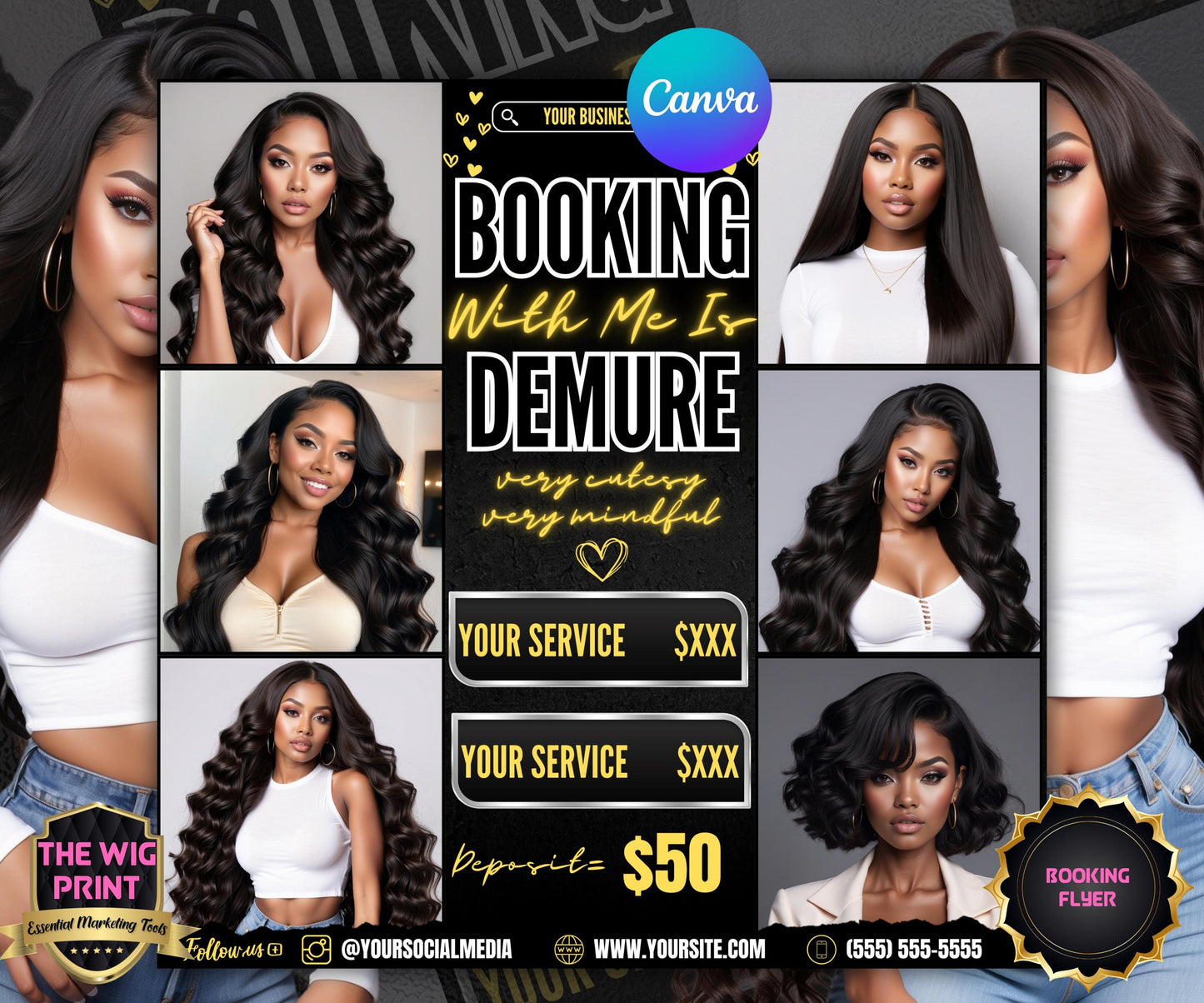 Very Demure | Beauty Flyer | Hair Stylist | Nail Tech | Lash Tech | Braids | Wig Maker | Canva Template | Neon Flyer | Beauty Services