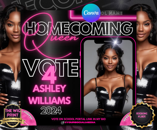 Homecoming Queen Flyer | College Homecoming | Highschool Homecoming | HBCU Homecoming | Class Campaign Flyer | Homecoming Queen