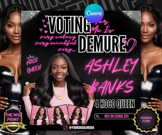 DEMURE | Homecoming Queen Flyer | College Homecoming | Highschool Homecoming | HBCU Homecoming | Class Campaign Flyer | Homecoming Queen