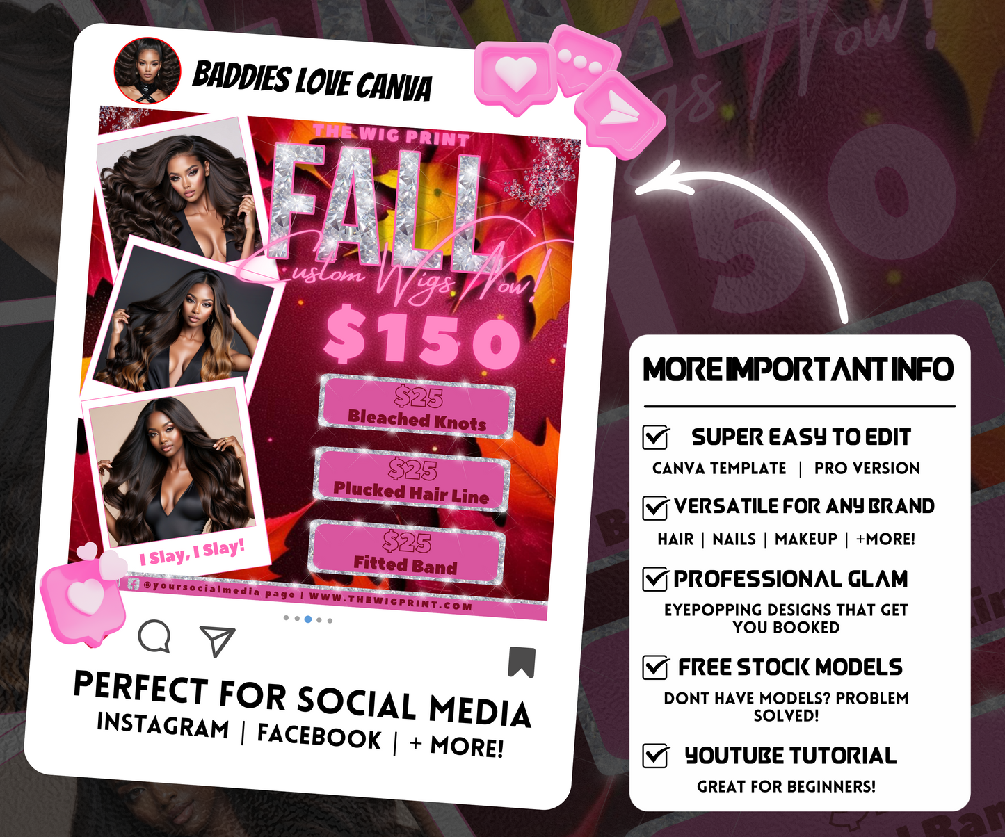 Fall Custom Wigs Flyer Template